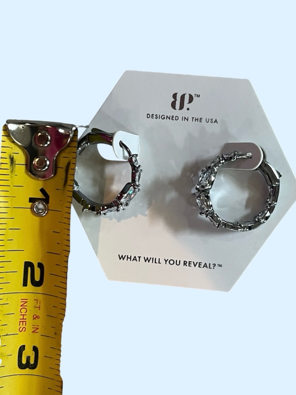Diamond Cubic Zirconia Hoop Earrings by bp / New In Box/ Birthday collection - Picture 12 of 13